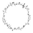 vector sheet music round frame - musical notes melody on white background	