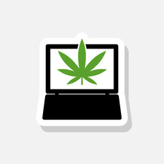 Sticker - Laptop and medical marijuana or cannabis leaf sticker icon