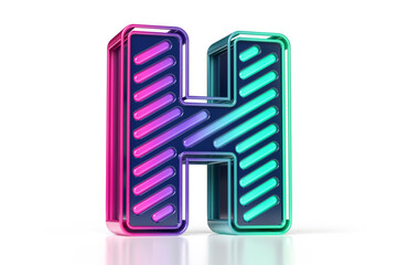 Wall Mural - Shiny futuristic letter H in blue and pink to teal gradient. Colorful gaming 3D font. High quality 3D rendering.