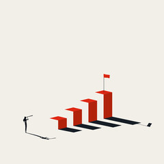 Wall Mural - Business or career goal, vector concept. Symbol of ambition, motivation, opportunity. Minimal illustration.