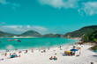 view of the busy beach in Brasil 