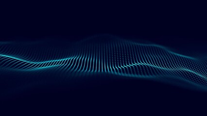 Wall Mural - abstract wave with moving dots. flow of particles. technology illustration. 3d rendering