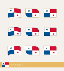 Wall Mural - Vector flags of Panama, collection of Panama flags.