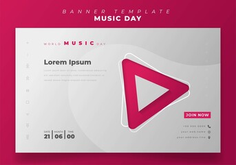 Wall Mural - Web banner design for world music day with playful design in white background design