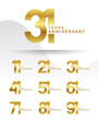 © dharmArt - Set of Anniversary logotype and gold color with white background for celebration
