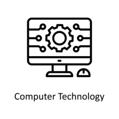 Computer Technology vector Outline Icon Design illustration. Educational Technology Symbol on White background EPS 10 File