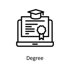 Degree vector Outline Icon Design illustration. Educational Technology Symbol on White background EPS 10 File