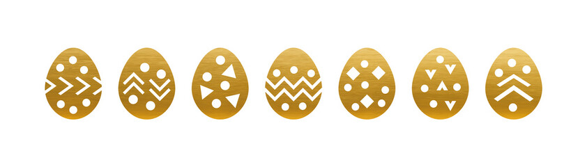 Sticker - Golden Easter Eggs Set - Vector Illustration