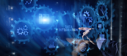 Wall Mural - Business Technology Data integration concept on abstract background