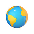 Cartoon planet Earth on white background. Earth globe 3d icon. 3d vector objects
