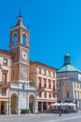 Wall Mural - clock tower on the piazza martiri in the italian city rimini