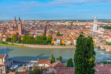 Wall Mural - Panorama of italian town verona