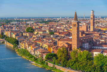 Wall Mural - aerial view of the italian city verona including church of saint anastasia and torre dei lamberti