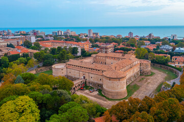 Poster - Aerial view of castle of Costance of the Sforzas in Pesaro, Italy