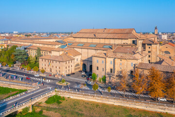 Wall Mural - Palazzo della Pilotta behind a river in Parma, Italy