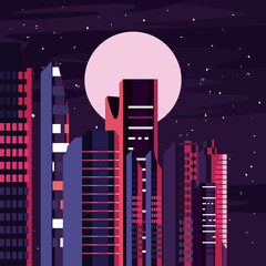 Wall Mural - neon city card