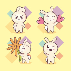 Poster - four cute bunnies