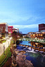 The Eugenia Duke Bridge Over The Reedy River In Picturesque Downtown Greenville SC , Featuring Falls Park, Walking Paths, Shopping And Dining