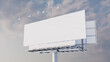 © RocknRoller Studios - Marketing Billboard. Blank Exterior Sign against a Cloudy Morning Sky. Mockup Template.