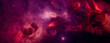 © RocknRoller Studios - Atmospheric Cosmos Panorama. Futuristic Pink and Purple Banner.