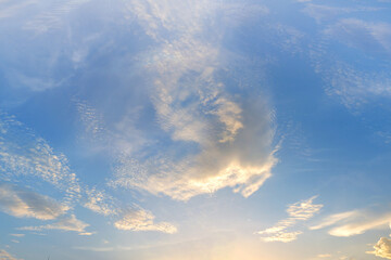 Wall Mural - landscape fantastic sunset or sunrise with rays of light through the sky. beautiful white clouds and