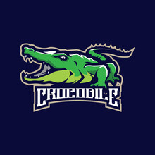 Crocodile Mascot Logo Design Vector With Modern Illustration Concept Style For Badge, Emblem And T Shirt Printing. Angry Crocodile Illustration For Sport And Esport Team.