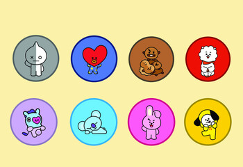 This cute bt21 big set sticker concept vector design