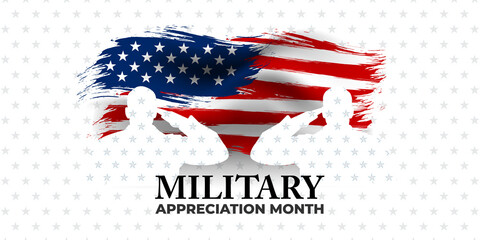 national military appreciation month is celebrated every year in may, poster, card, banner and backg