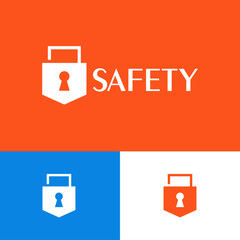 Aufkleber - Safety padlock logo design concept. Fintech company brand logomark illustration. Can representing vpn, security, tech, hacker, shield, program, ai, system, blockchain, defence, code.