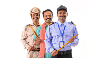 Wall Mural - Portrait of three men of different professions