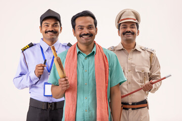 Wall Mural - Portrait of three men of different professions