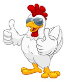 Fototapeta Pokój dzieciecy - Chicken Rooster Cockerel Bird Sunglasses Cartoon
