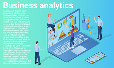 Wall Mural - business analytics.people study business strategy on the background of a laptop with graphs and diag