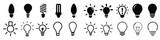 Bulb light vector icons set. lamp icon. Lighting Electric lamp illustration symbol. Idea sign or logo.