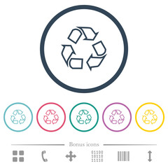 Canvas Print - Recycling outline flat color icons in round outlines