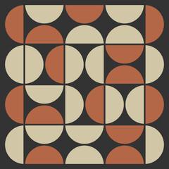 Wall Mural - Retro Style Half Circles Mosaic Pattern, Colorful Vintage Texture in Editable Vector Format