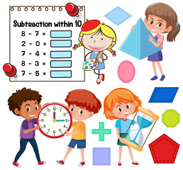 Sticker - Math classroom objects with supplies and students