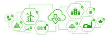 Reducing CO2 Emissions To Stop Climate Change. Green Energy Background	