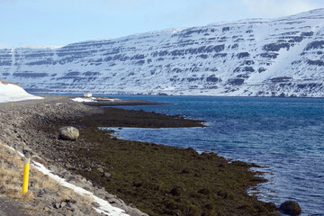 Canvas Print - Winter landscape of the Westfjorden in Iceland 