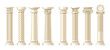 Realistic antique pillars set. Antique column, classic pillar.