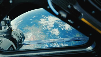 Wall Mural - International spaceship is orbiting the Earth . 