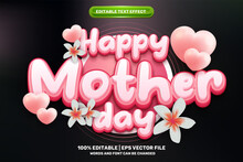 Happy Mother Day Pink Love 3D Logo Mock Up Template Editable Text Effect Style