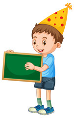 Wall Mural - Cute boy holding blank board