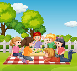 Wall Mural - Children picnic at the garden