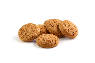 Wall Mural - Crispy Oat Cookies, isolated on white background.