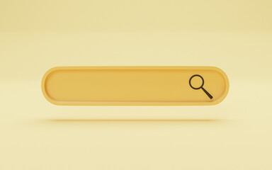 Search bar icon on yellow background , Web search engine and SEO Search Engine Optimization concept by 3D rendering.