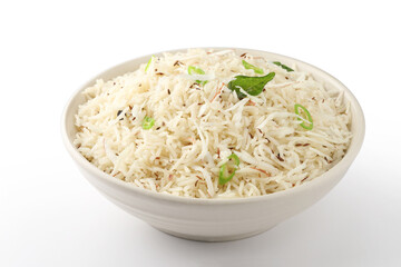 Wall Mural - Coconut Rice is a popular South Indian food, served in a ceramic bowl. selective focus