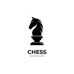 Wall Mural - simple chess knight logo design vector, chess piece symbol illustration