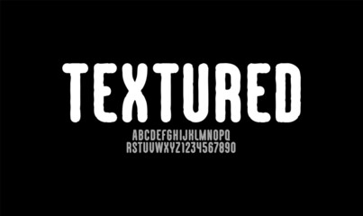 Grunge condensed font, rough texture narrow alphabet, white vector illustration 10EPS