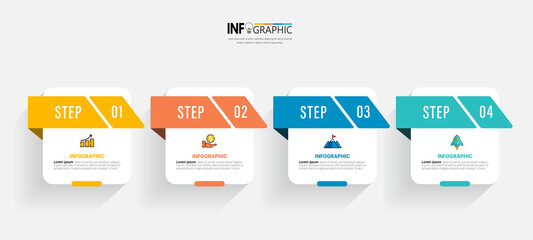 Wall Mural - Four steps business infographics template vector.	
